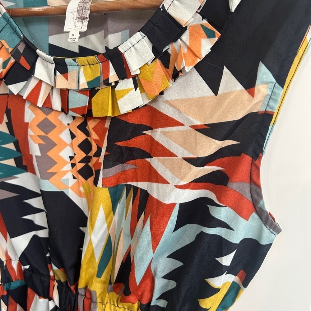 EUC like new size M colorful geometric print sleeveless dress. Runs small - Picture 4 of 9